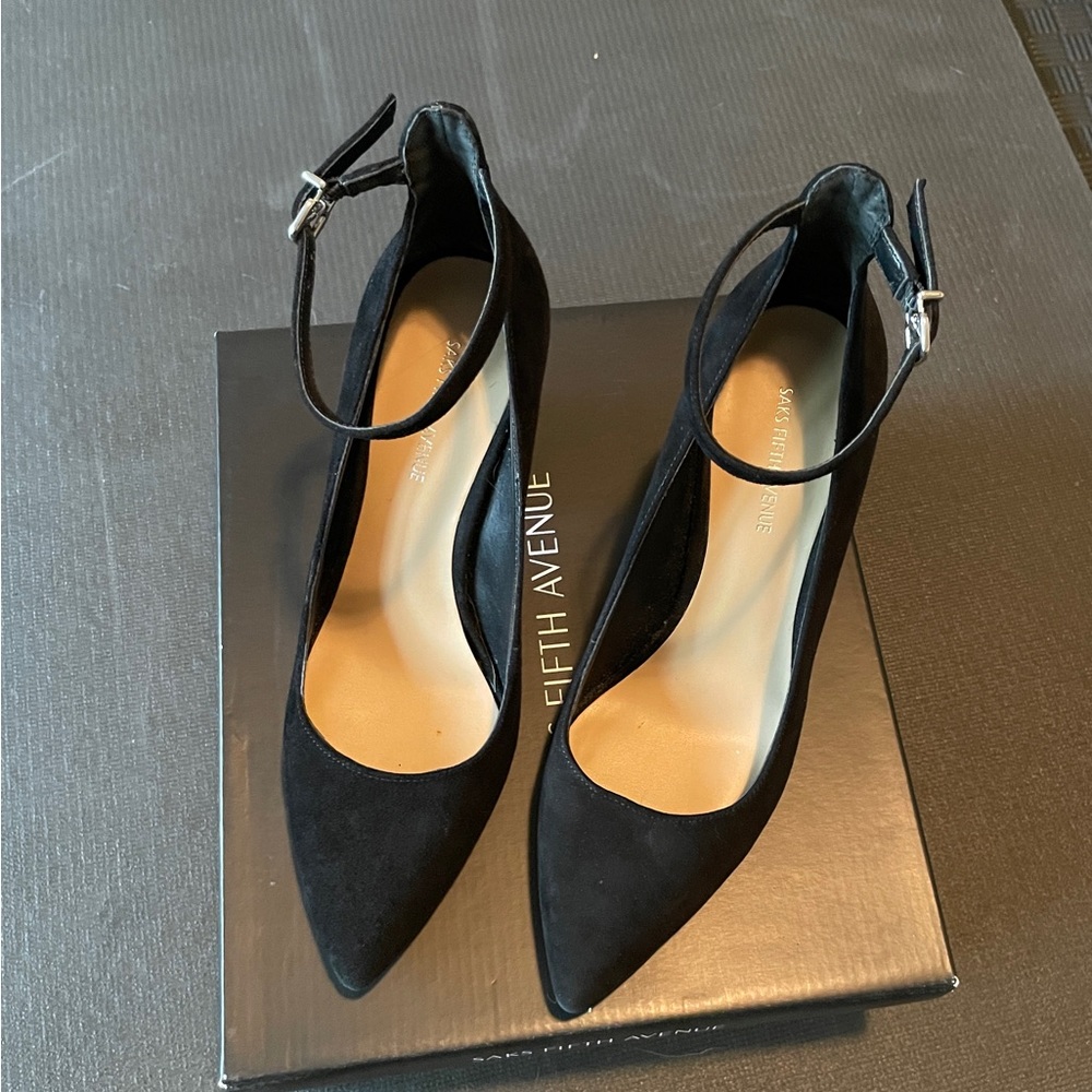 Saks Fifth Avenue Black Suede Heels